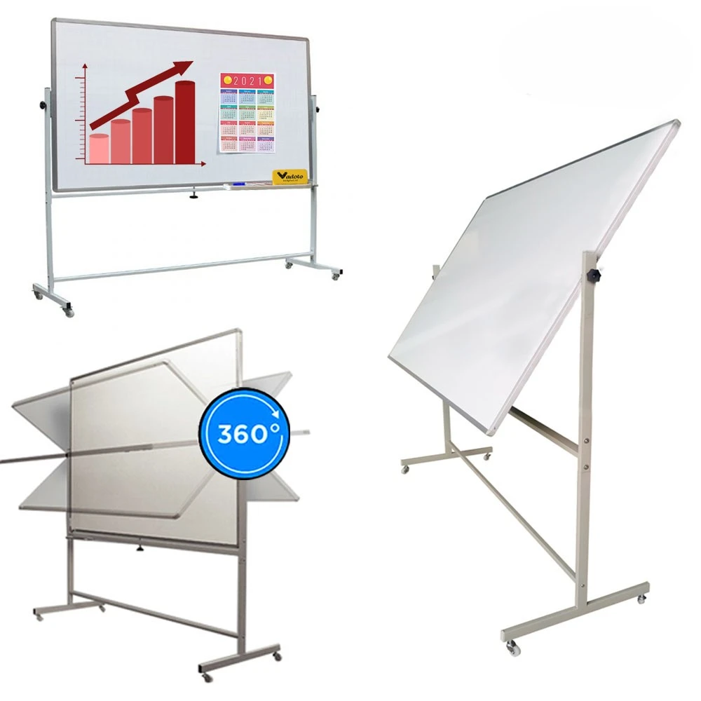 Bảng từ trắng Hàn Quốc di động 2 mặt lật xoay 360 độ (cải tiến mới)- KT 800x1200 Kẻ mờ